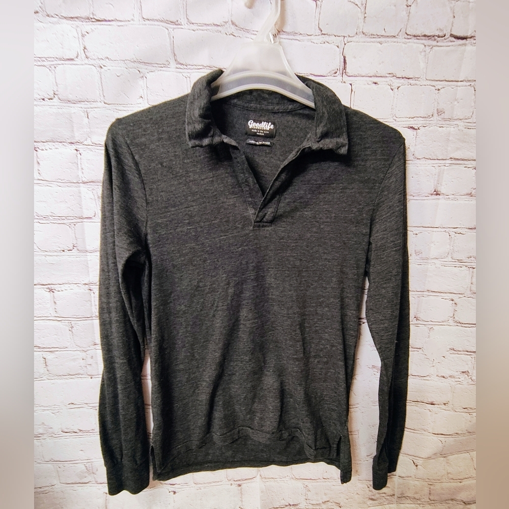 Goodlife Medium Polo Dark Grey Longsleeve Shirt Preppy